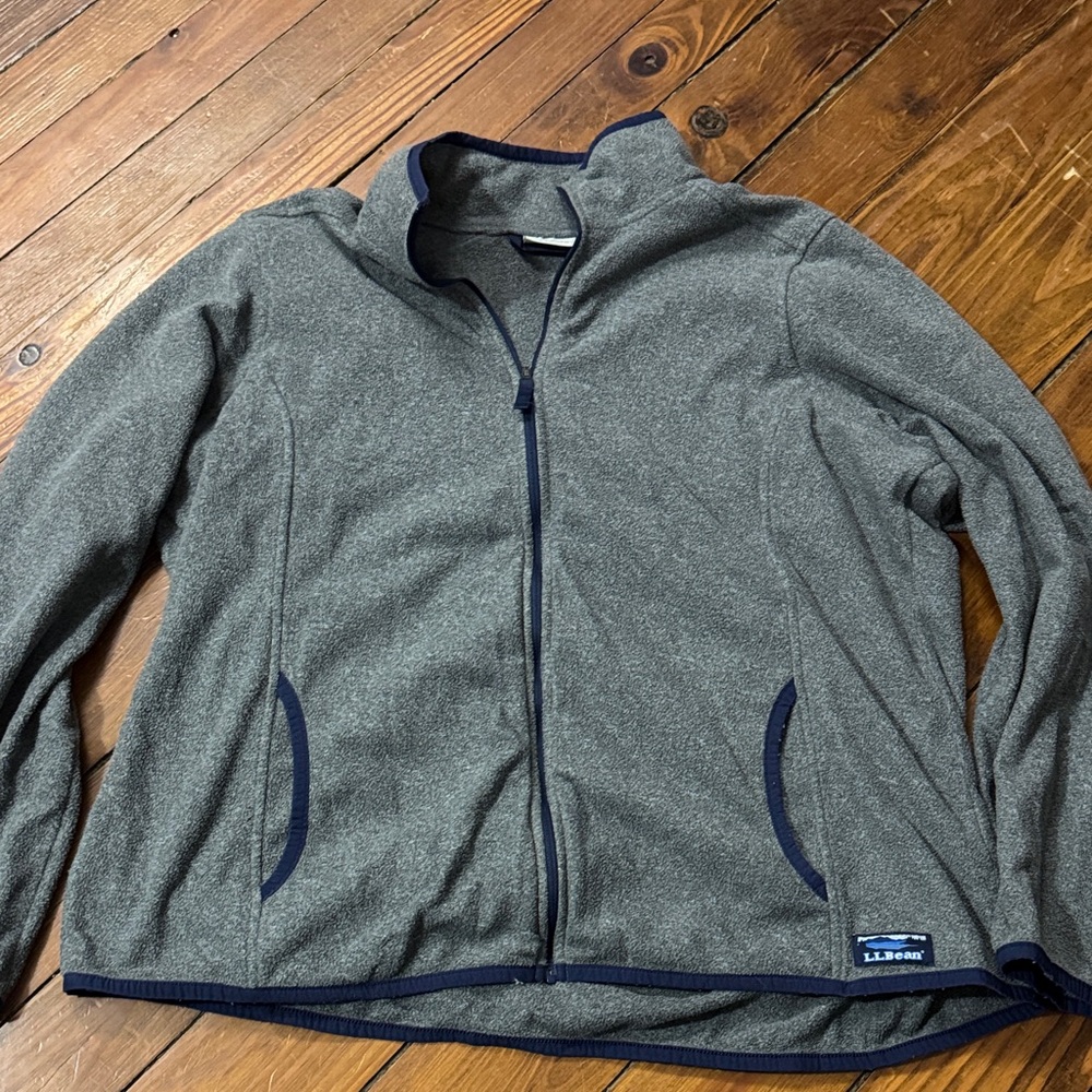 L.L. Bean Heather Gray Jacket with Navy Trim